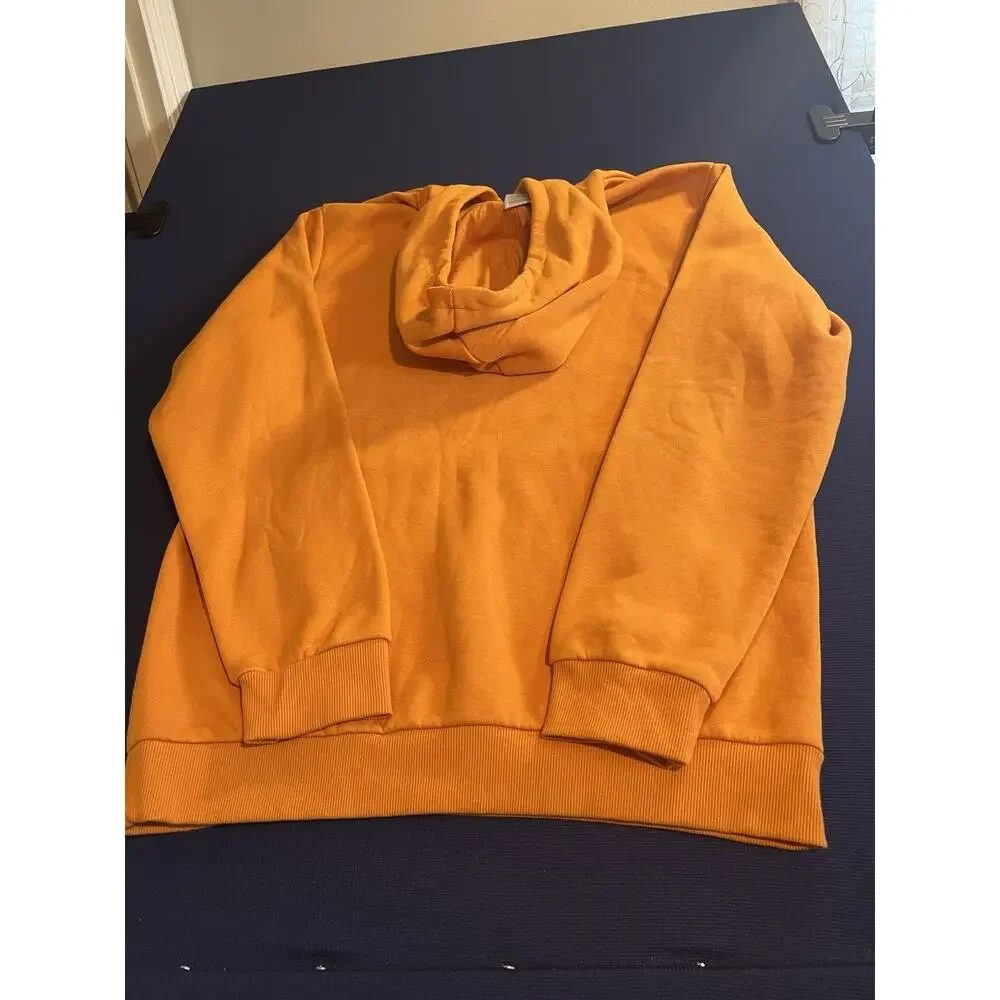 adidas Men's Orange Cotton Pullover Hoodie Graphic Logo size L